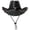 Black, variant on Slccxzc Classic Cowboy Hat PU Leather Jazz Hat Wide Brim Western Cowgirl Hat with Bullhead Badge for Outdoor