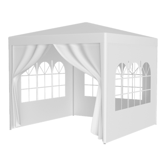 Olurrisa 10'x10' Party Tent with 4 Removable Walls - Waterproof PE Canopy for Weddings/BBQs (White)
