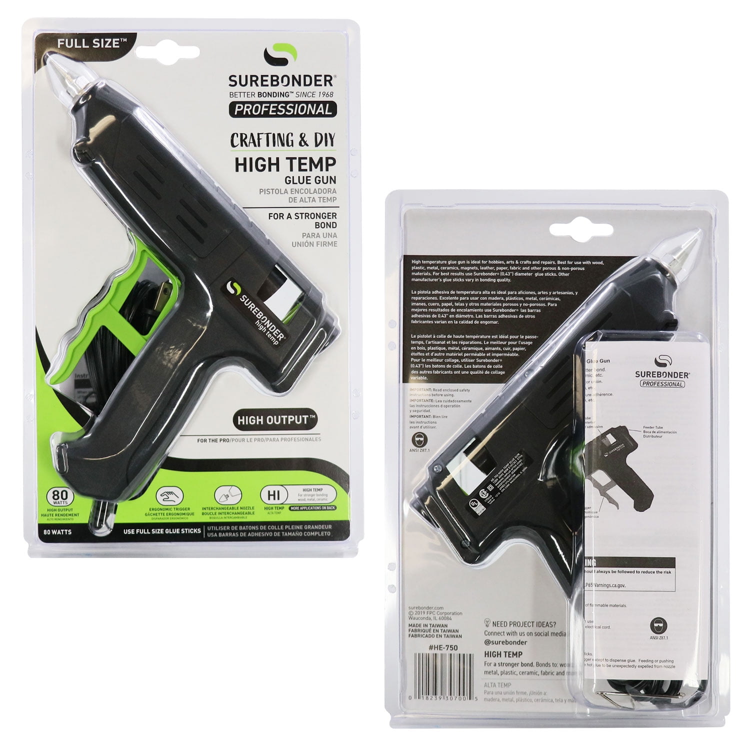 HE-750 Professional Series 80 Watt Full Size High Temperature Hot Glue Gun