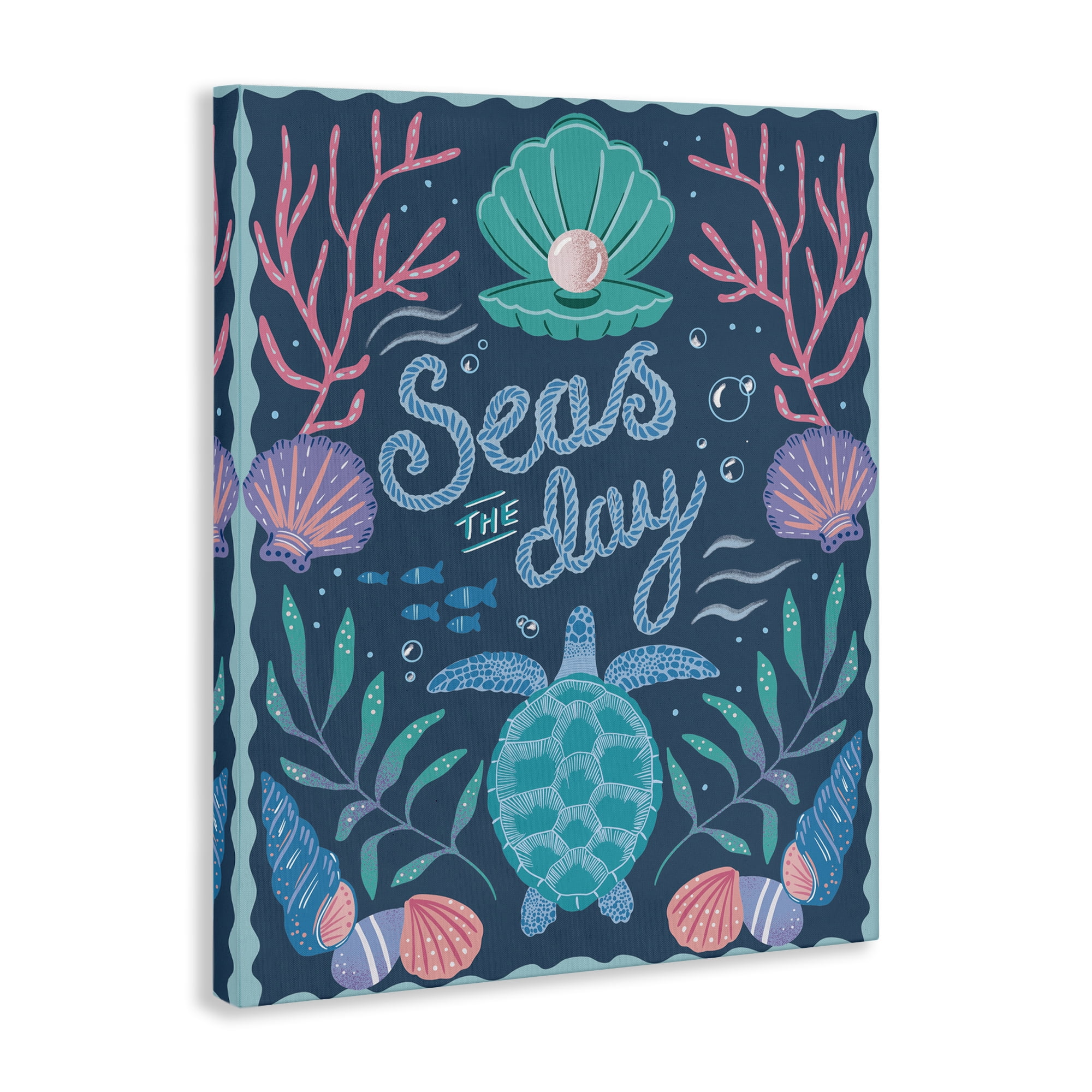 Stupell Industries Symmetrical Seas The Day Animals Painting Wrapped Canvas Art Print Wall Art, 16 x 20