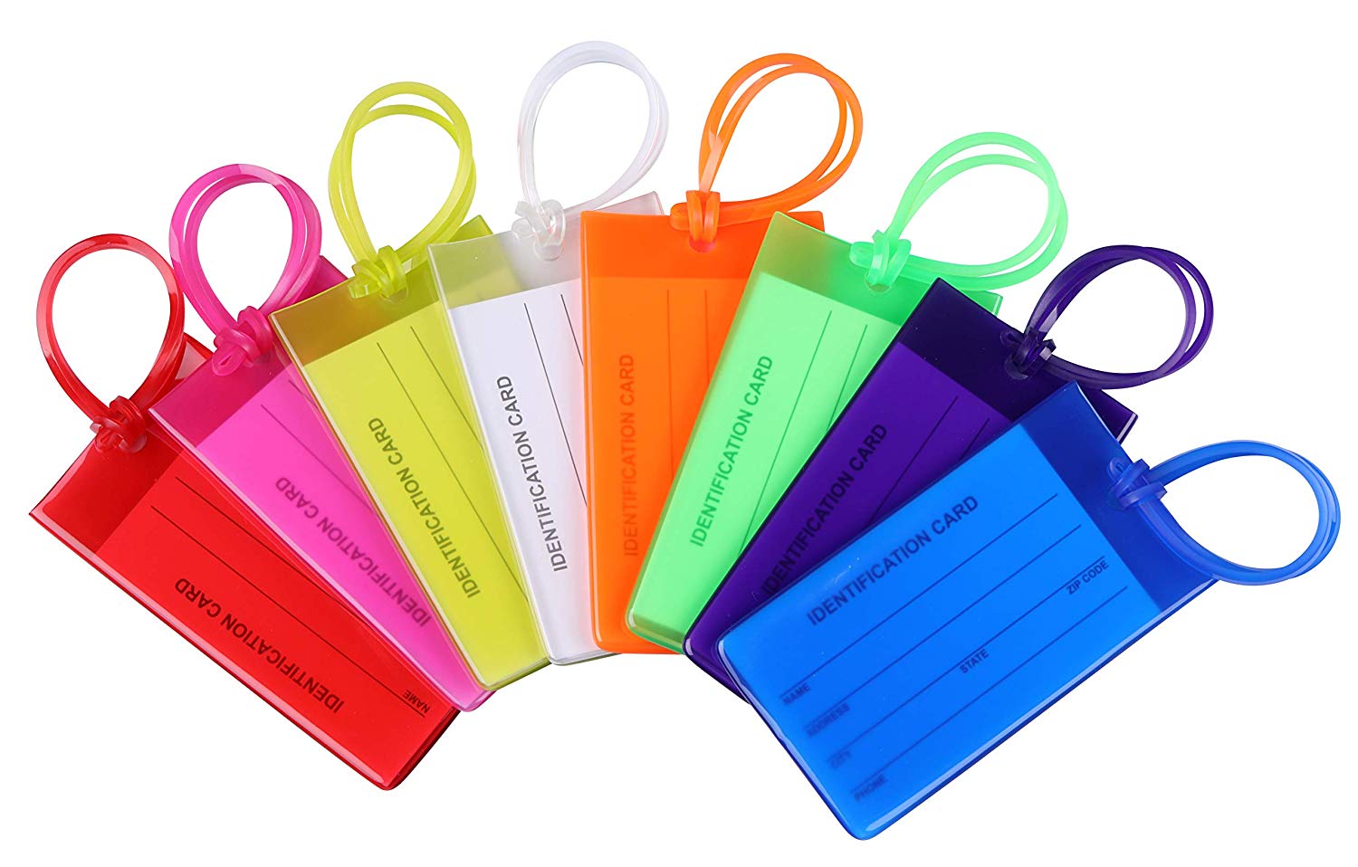 8 Pcs Luggage Tags, with Strings, Name ID Card for Travel Suitcase, Baggage, Bag, Backpack, Silicone, Multicolored - image 2 of 5