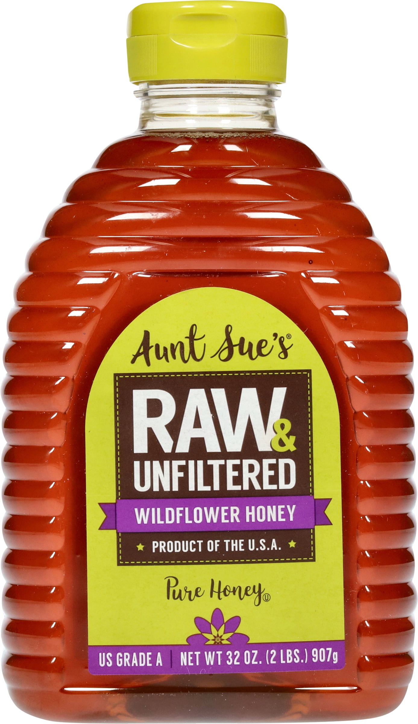 Aunt Sue's Raw-Wild Natural Honey 32 oz. Squeeze Bottle