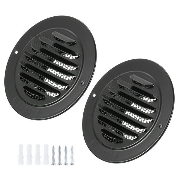 Cubierta de Ventilación Redonda Uxcell de 3", 2pcs Rejilla de Acero Inoxidable 304 con Louver para Ventilación, Negro