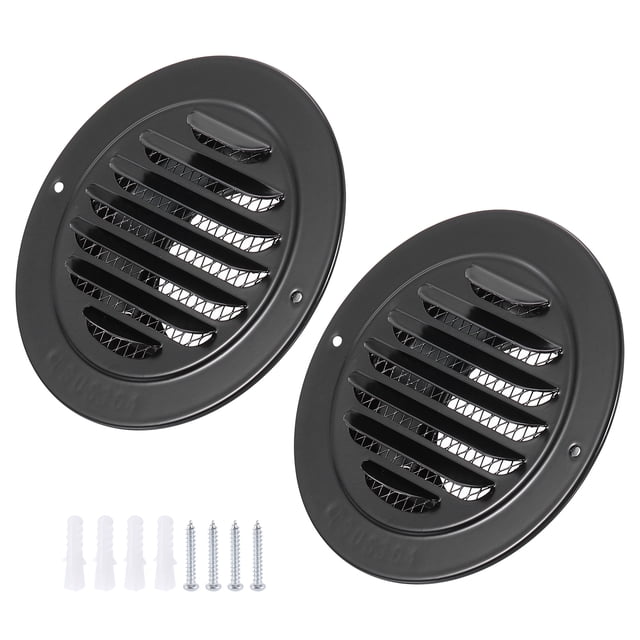 Cubierta de Ventilación Redonda Uxcell de 3", 2pcs Rejilla de Acero Inoxidable 304 con Louver para Ventilación, Negro