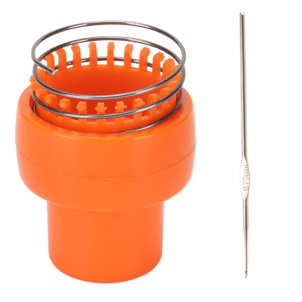 Mini máquina de telar, telar de ganchillo de alambre, diseño ergonómico naranja, liberación automática, tejedor de ganchillo de alambre duradero seguro para sombrero, bufanda, calcetines