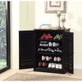 thumbnail image 3 of Espresso Finish Shoe Rack | Store Shoes in Contemporary Style with Louver Doors | Made of Solid Wood | Overcome Limited Shoe Storage, 3 of 3