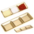 thumbnail image 4 of Miyuadkai Stainless Steel Condiment Dish 3 Compartment Serving Bowl Set for Home Kitchen Restaurant Bbq Gold, 4 of 9