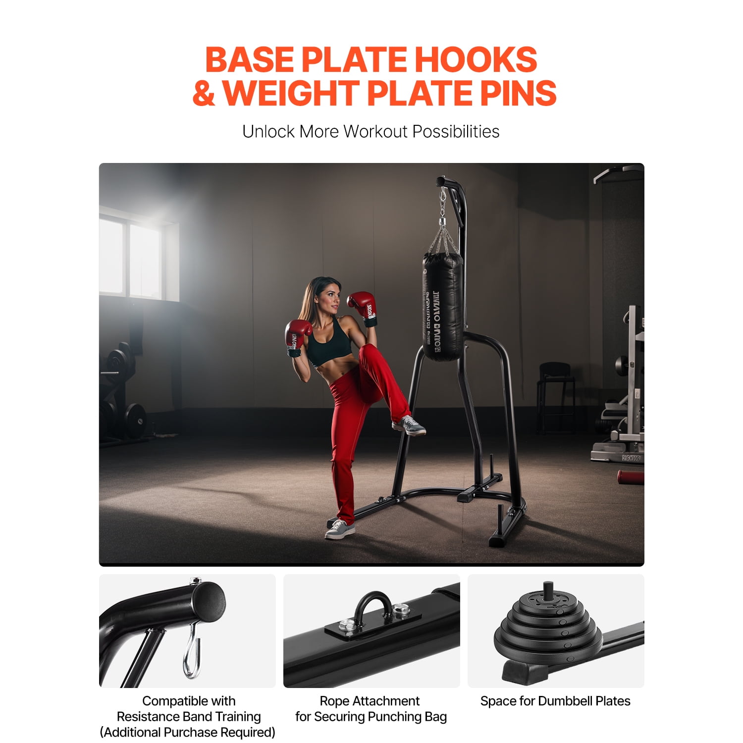 KFFKFF Boxing Bag Stand, Robust Steel Exercise Gear, Punching Bag Support, Can Hold Maximum 140 lbs, Independent Sandbag Frame with Weighted Foundation, Workout Apparatus for Domestic Gym Fitness