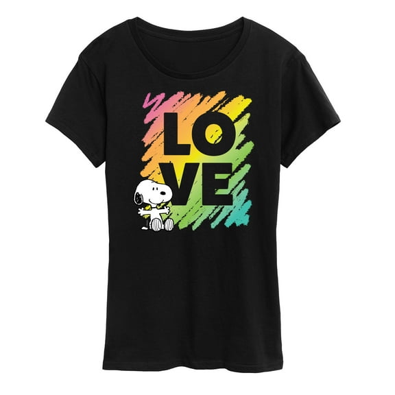 Peanuts - Rainbow Love Scribble - Ladies Short Sleeve Classic Fit Tee