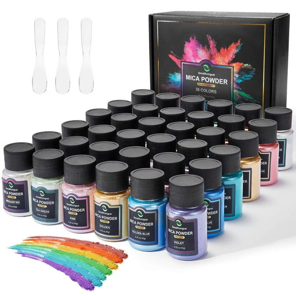 Set de polvo de mica Smalltongue, 36 colores, botellas de 10 g para resina