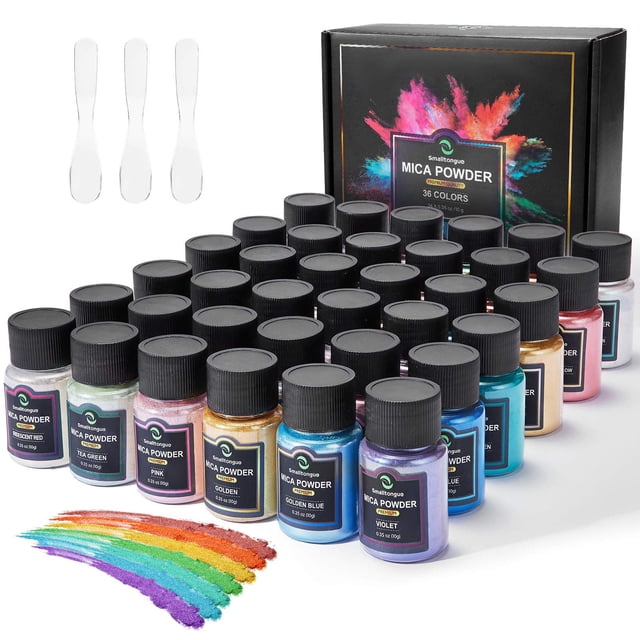 Set de polvo de mica Smalltongue, 36 colores, botellas de 10 g para resina