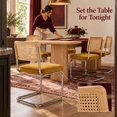 thumbnail image 5 of Gold Velvet Modern Rattan Dining Chairs Set of 4, Cane Back, Dinning Chairs, Sillas de Comedor, Upholstered Mid Century Modern Dining Room Chair, Chrome Metal Kitchen Chair, 5 of 9