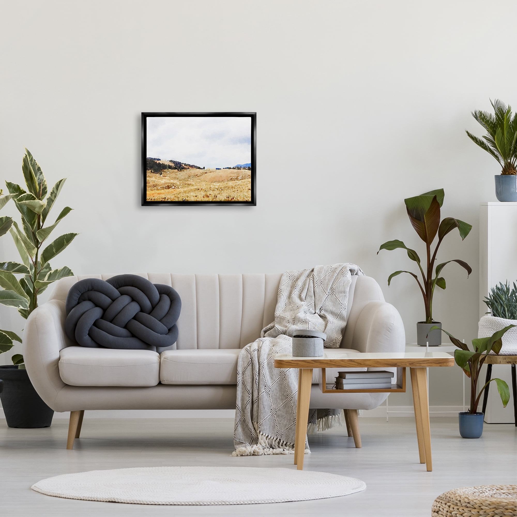 Stupell Montana Plains Rural Countryside Landscape Painting Black Floater Framed Art Print Wall Art