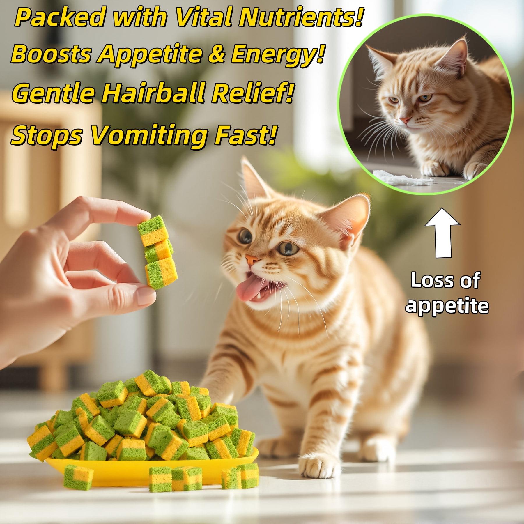 NSWXZDS 200g/7.05oz Cats Grass Toys Hairball Removal Fish Oil Kitten Grass Catnip Stick for Teeth Freeze Dried Kitty Lickable Chew Dental