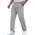thumbnail image 2 of Men's Pants Big and Tall 54x30 Solid Color Tight Waist Drawstring Pocket Casual Sports Pants Active Fit, 2 of 9