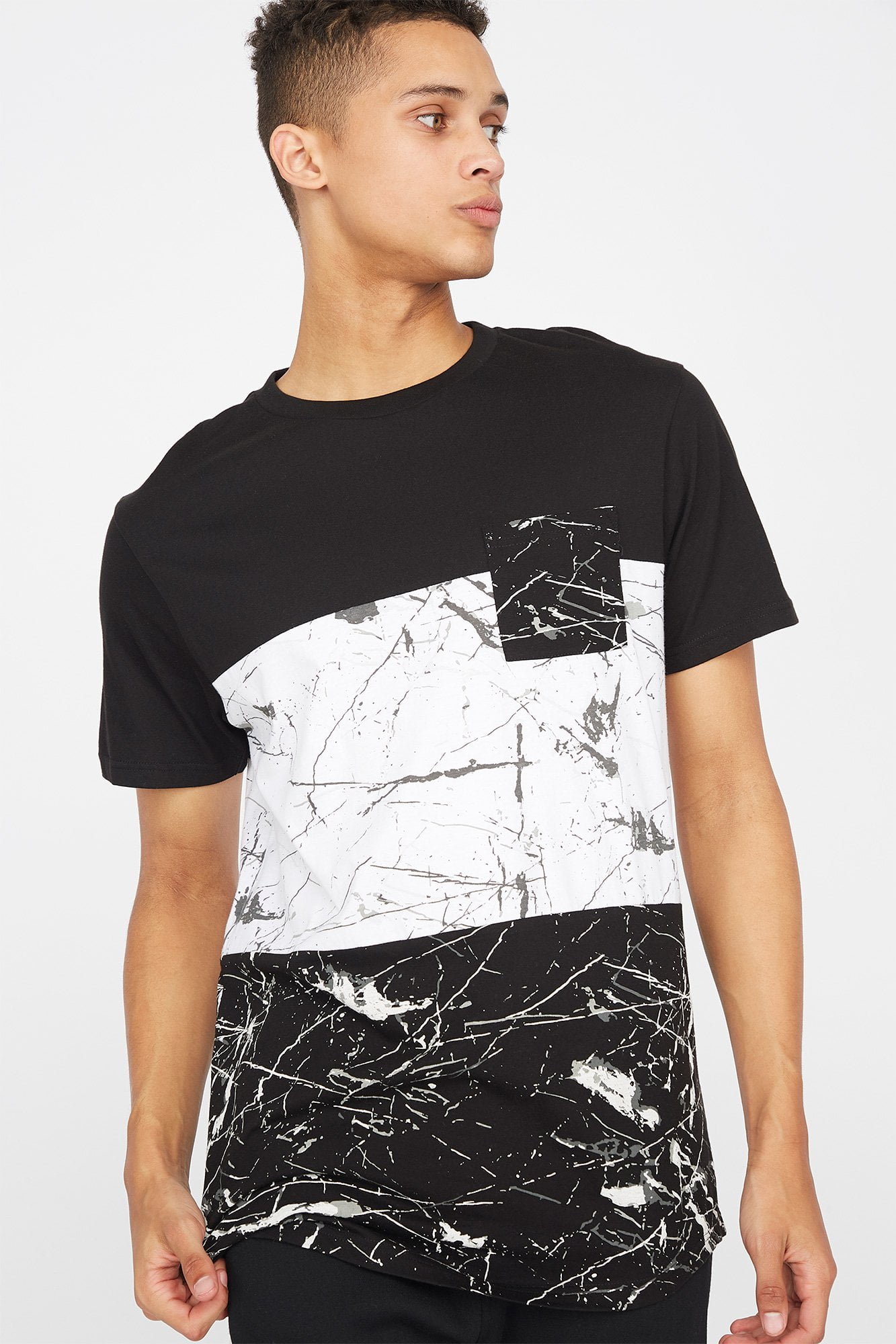 Urban Planet Men's Contrast Marble Pocket Longline T-Shirt | Walmart Canada