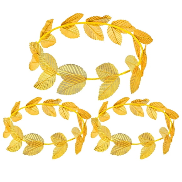 3 Pcs Laurel Crown Gold Headpiece Greek Goddess Accessories, Roman Wreath Goddess Headband for Women Men, Leaf Crown for Toga Costume, Halloween Wedding Party Accessories Decoration