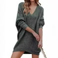 thumbnail image 2 of Lenpel Women's Oversized Sweaters V Neck Long Sleeve Loose Casual Knitted Pullover Tunic Tops Trendy Fall Outfits, 2 of 4