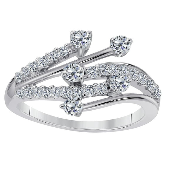 Mauli Jewels 0.55 Carat Fancy Diamond Engagement Rings for Women 4 Prong 14K White Gold Wedding Rings, Gifts for Her