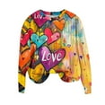 thumbnail image 2 of Uootdi Colorful Sweatshirts for Women Cute Love Heart Graphic Crewneck Long Sleeve Shirts Casual Fall Winter Spring Colorblock Pullover Tops Gift, 2 of 5