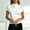 White, variant on Morttic Women's Elegant Solid Color High Neck Short Sleeve Top – Slim Fit Ruched Waist, Pleated Layered Detail For Work Wear White,M