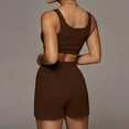 thumbnail image 6 of hopeusnice Women's Pants Solid Color Gym Sets Elastic High Waist Two Piece Set Drawstring Casual Beach Pockets Sports Suit Excercise Sports Fashion Summer Brown XXL, 6 of 9