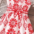 thumbnail image 6 of Kids Summer Square Neck Dress Girls Casual High Waist Floral Beach Vacation Ruffle Hem Aline Going Out Dress ( Red, 9-10 Years ), 6 of 7