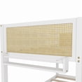 thumbnail image 3 of Mirightone Twin Over Twin Floor Bunk Bed with Storage Shelves and Ladder, Low Bunk Bed with Rattan Guardrails, Space-Saving Bunk Bed Frame, White, 3 of 8