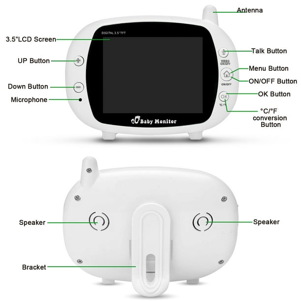 Babyphone Caméra Bébé Moniteur 2,4 GHz + Capteur de Température