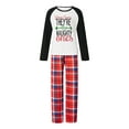 thumbnail image 2 of Franhais Christmas Family Pajamas Set Letter Print Raglan Long Sleeve Tops and Plaid Pants Loungewear Soft Sleepwear, 2 of 10