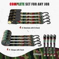 thumbnail image 5 of AWELCRAFT Ratcheting Tie-Down Straps with Steel  S-Hooks,   Heavy Duty 1500 lbs Breaking Strength 4-Pack 15 ft, Camouflage, 5 of 7