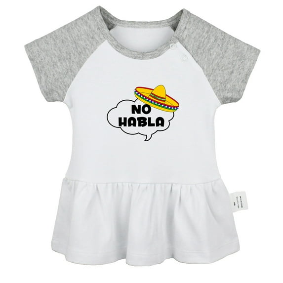 No Habla Funny Dresses For Baby, Newborn Babies Skirts, Infant Princess Dress, 0-24M Kids Graphic Clothes (Gray Raglan Dresses, 18-24 Months)