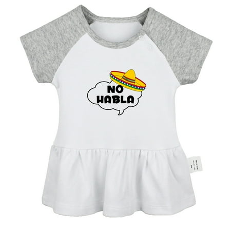 

No Habla Funny Dresses For Baby Newborn Babies Skirts Infant Princess Dress 0-24M Kids Graphic Clothes (Gray Raglan Dresses 6-12 Months)