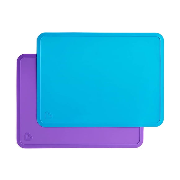 Manteles individuales de silicona para niños, paquete de 2, azul/morado