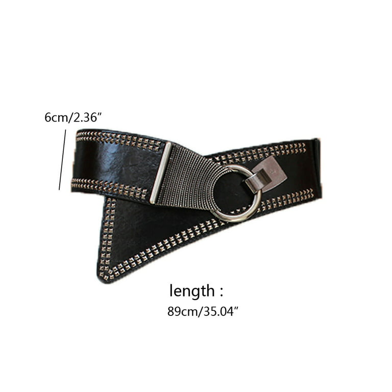 HDE Women's Fashion Elastic Cinch Belt 3 Wide Stretch Waist Band Clasp  Buckle (Black, L-XXL) 