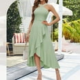 thumbnail image 5 of Summer Dresses For Women 2025 Plus Size Casual A-Line Flowy Sleeveless Halter Ruffle Hem Party Wedding Guest Beach Vacation Dresses Green S, 5 of 8