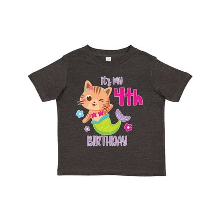 

Inktastic It s My 4th Birthday with Cute Cat Mermaid Gift Toddler Toddler Girl T-Shirt