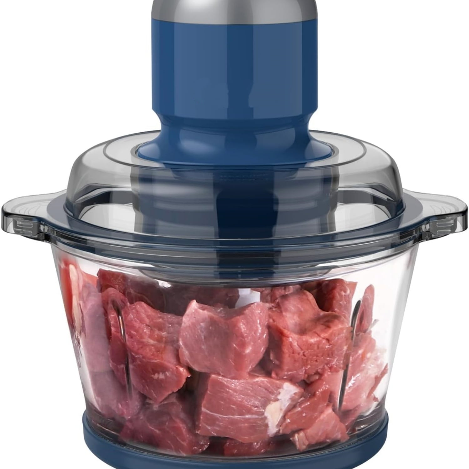 Food Processor,Electric Food Chopper with 7-Cup (1.7L) Glass Bowl, 4 Bi-Level Blades for Chopping,Grinding,Mincing,Whisking,Meal Prep,300W,Blue