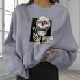 thumbnail image 4 of Women's Halloween Sweatshirts Skull Graphic Long Sleeve Loose Fit Pullover Gothic Fall Casual Tops, 4 of 4