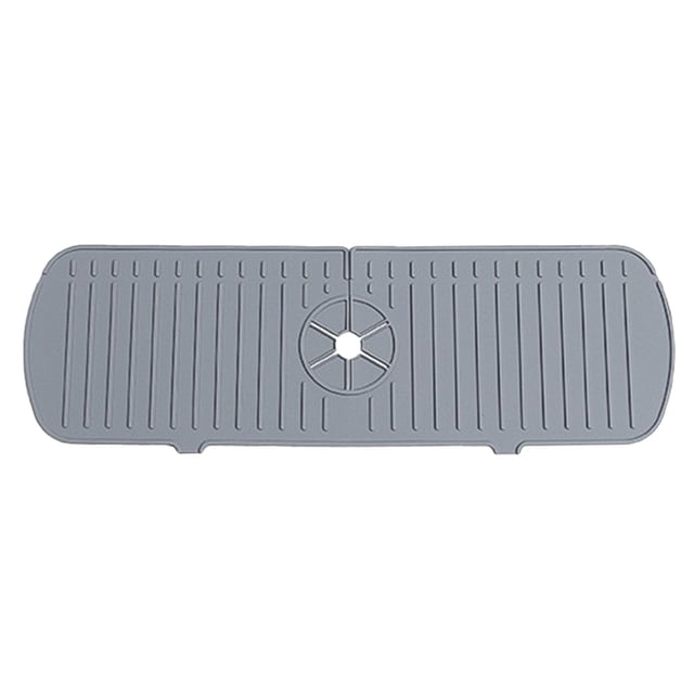 Extra-Long Silicone Faucet Water Catcher Mat - 45cm Kitchen Sink Drip Tray with Drain Grooves