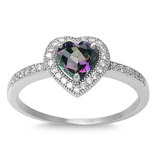All in Stock - Encirlced Heart Mystic Simulated Topaz Cubic Zirconia ...