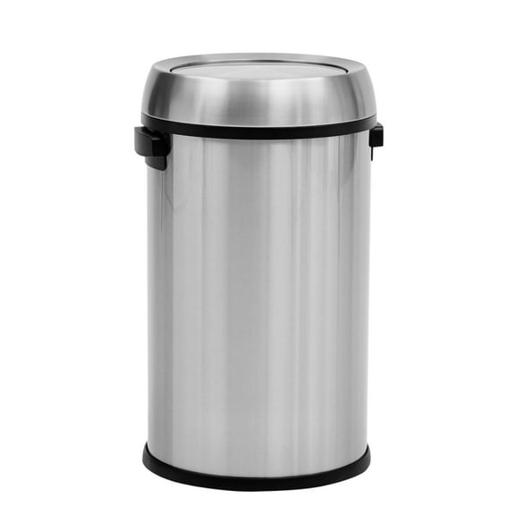 Ladcaser 17 Gal Trash Can, Fingerprint-Proof Stainless Steel Swing Top Garbage Can, Heavy Duty Commercial Round Trash Bin with Swing Lid for Restaurant, Home, Office