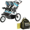 InStep Flash Double Jogger Stroller, Grass/Gray with Diaper Back Pack
