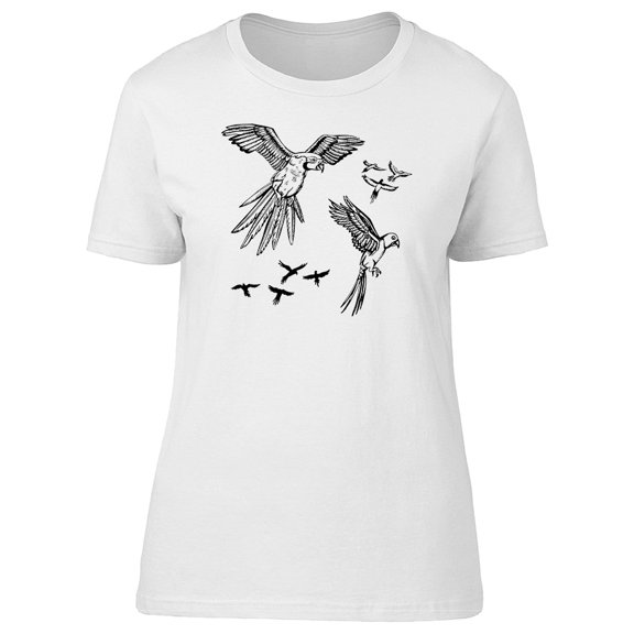 Flying Parrots In B&w Tee Men's -Image by Shutterstock