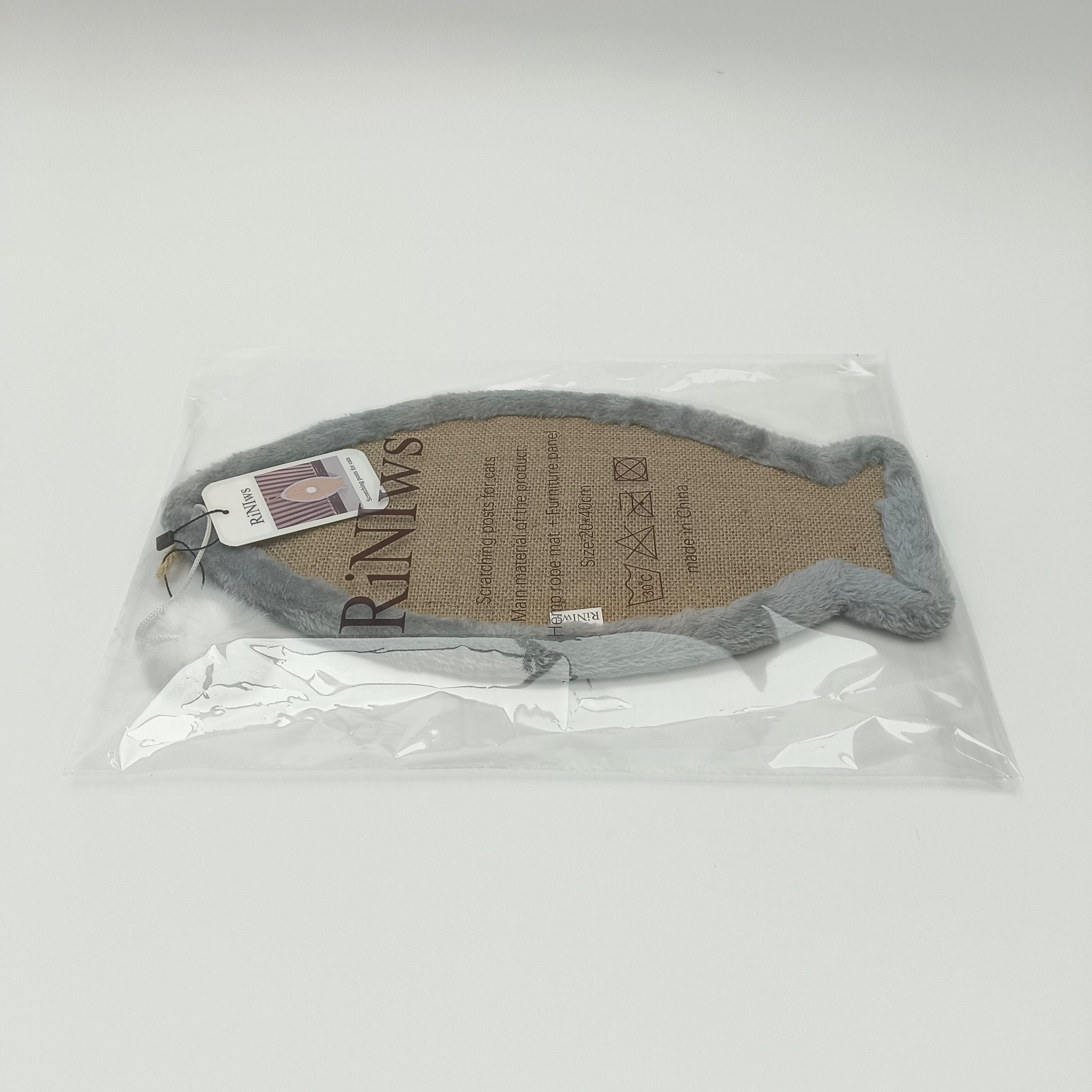 RiNIws Scratching posts for cats Hemp Rope Cat Scratching Post Mat, Gray Plush Border, 20x40cm