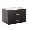 thumbnail image 1 of Modern Floating Bathroom Vanity Set, Wall Mounted Cabinet with Large Soft-Close Drawer and Gold Handle, Space-Saving Design, 1 of 7