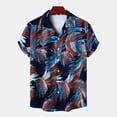 thumbnail image 2 of Camisas Para Hombre XXL Camisas de un solo pecho de primavera y verano para hombre, camisas de vacaciones al libre con bolsillo de manga corta y solapa con estampado informal para playa (Dark Blue, M), 2 of 7