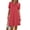 Red, variant on Solid Color Women Short Sleeve Front Pleated Summer Mini Shirt Dress