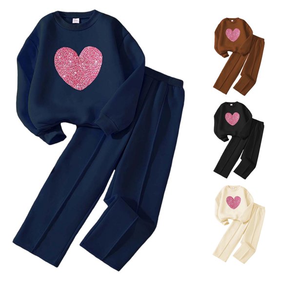 Shachafan Girls Tracksuit Long Sleeve Top With Wide Leg Pants Outfit For Big Kids Comfortable Casual Wear Little Girl Outfits