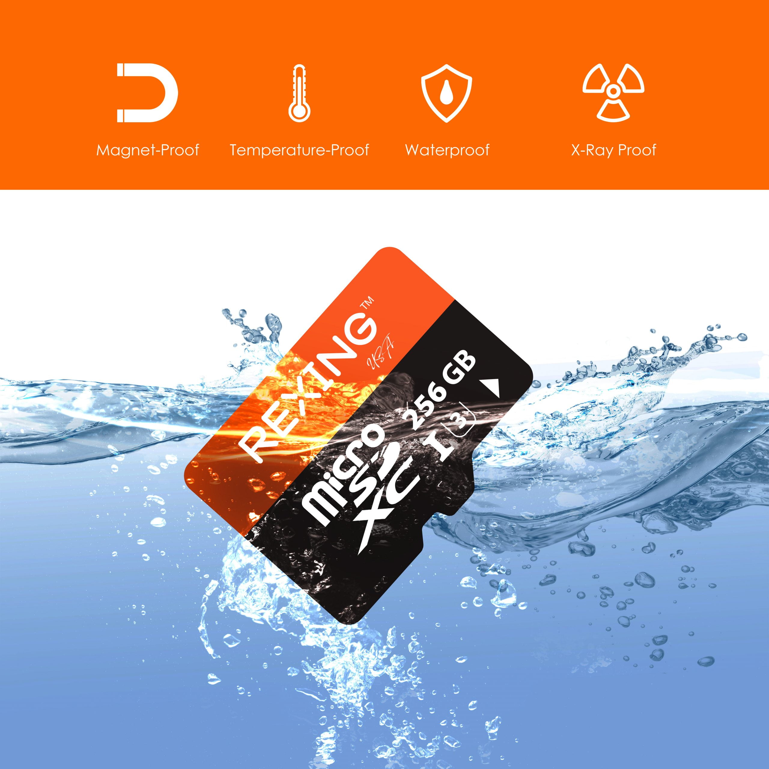 Rexing 256GB microSDXC UHS-3 4K Full HD Video High Speed Transfer Monitoring SD Card with Adapter for Dash Cams, Surveillance System, Security Camera, & Body Cam